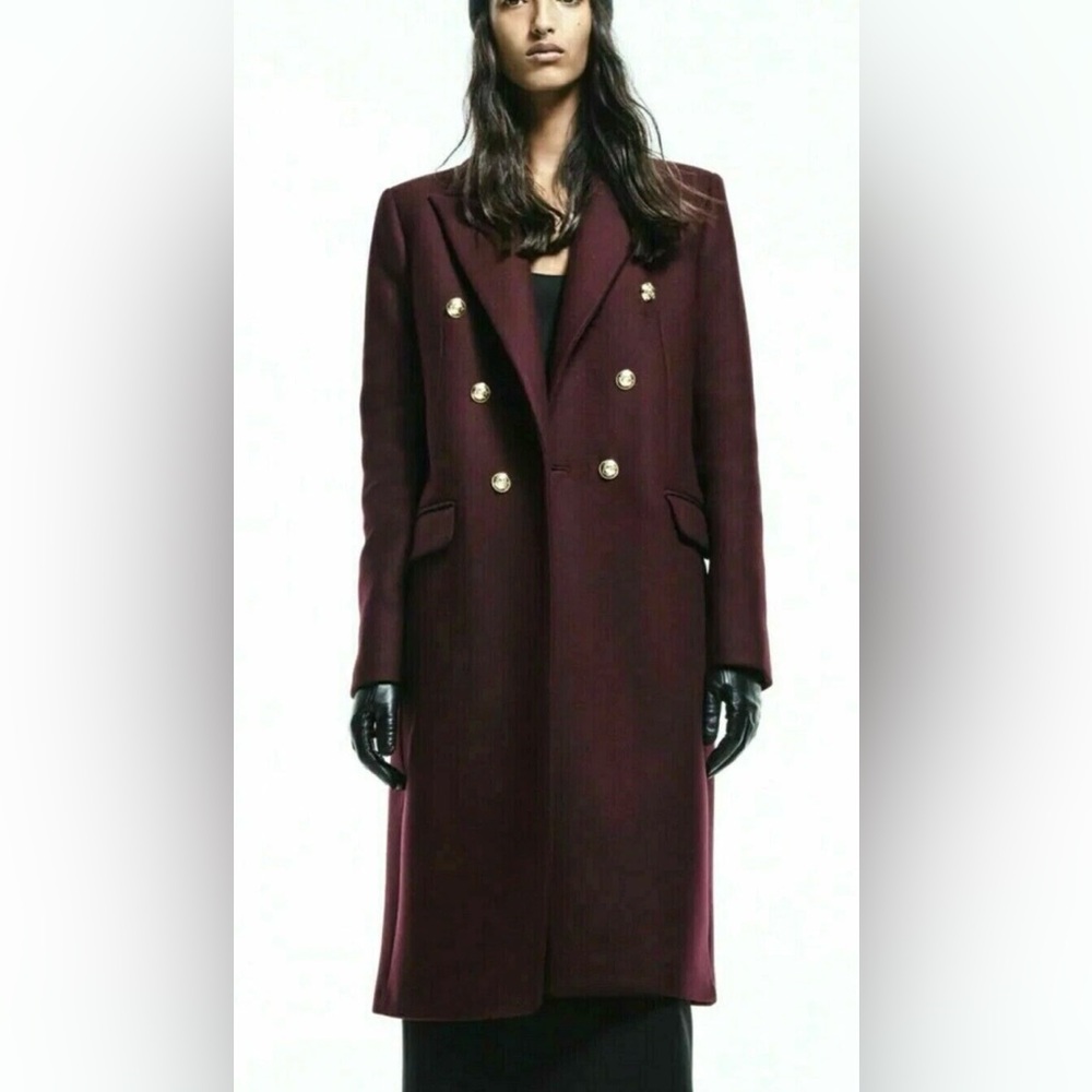 Zara Deep Red Manteco Coat